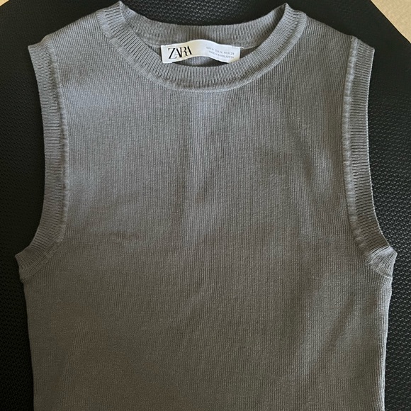 Zara Grey knit cropped top size M - Picture 2 of 2